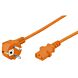 Schuko strömkabel vinklad till C13 2m orange