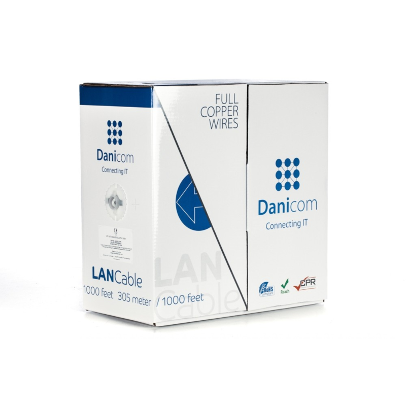 DANICOM CAT6 UTP 305m kabel på rullstyv - LSZH (Dca)
