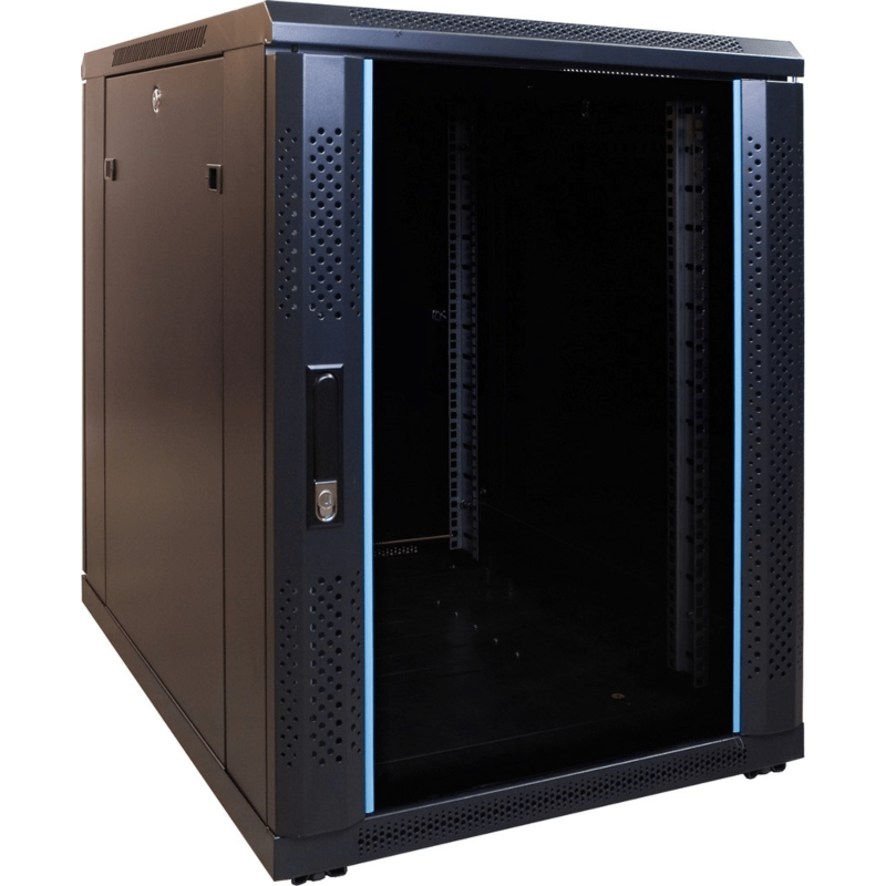 15U miniserverskåp med glasdörr 600x800x860mm (BxDxH)