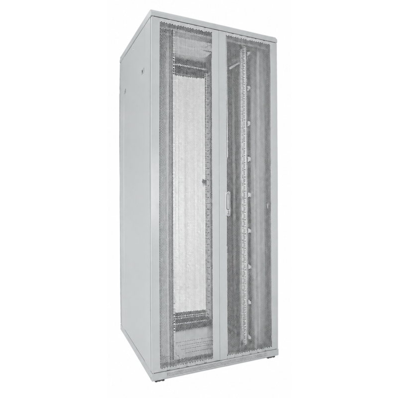 42U vit serverstomme med dubbla perforerade fram- och bakdörrar 800x800x2000mm (BxDxH)