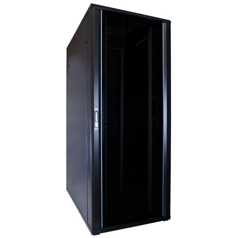 47U serverskåp med glasdörr 800x1200x2200mm (BxDxH)