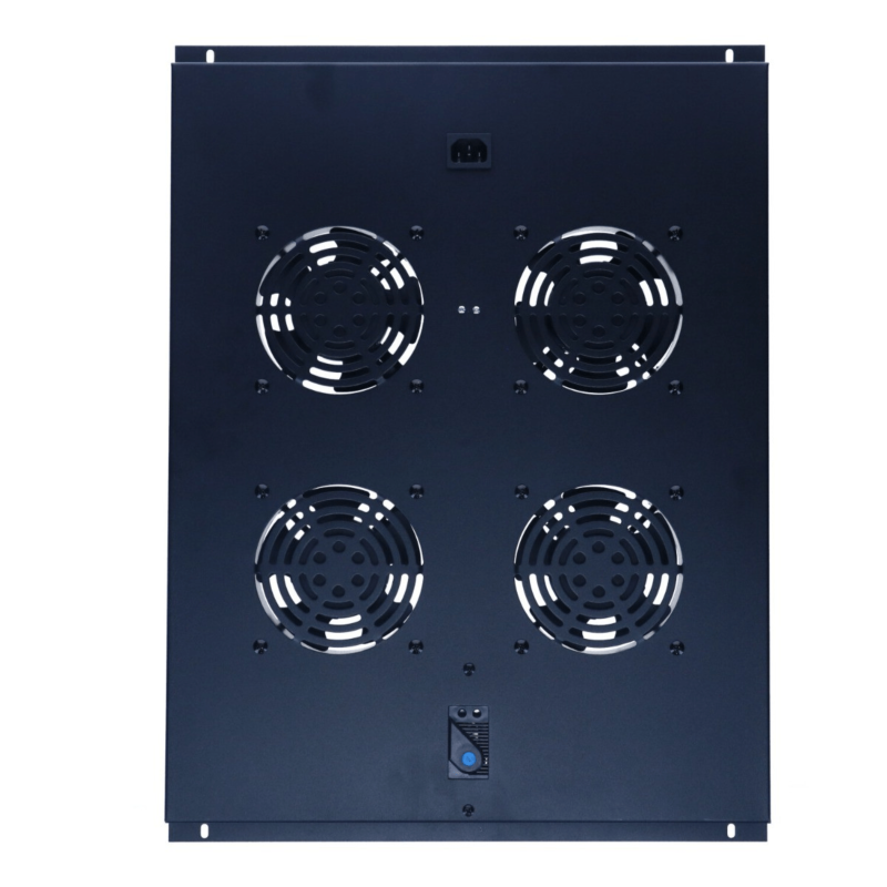 Fläktpaket med 4 fläktar och termostat, lämplig för 800 mm djupa stående serverrack