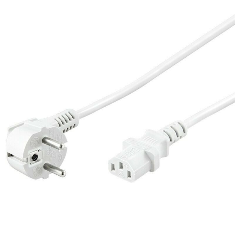 Schuko strömkabel vinklad till C13 2m vit