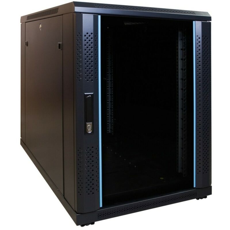 15U miniserverskåp med glasdörr 600x1000x860mm (BxDxH)