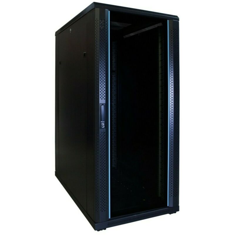 27U serverskåp med glasdörr 600x1000x1400mm (BxDxH)