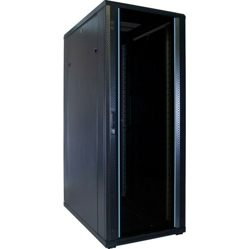 32U serverskåp med glasdörr 600x1000x1600mm (BxDxH)