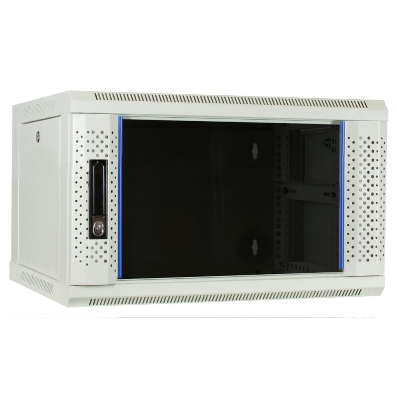 6U vitt väggskåp med glasdörr 600x450x368mm (BxDxH)