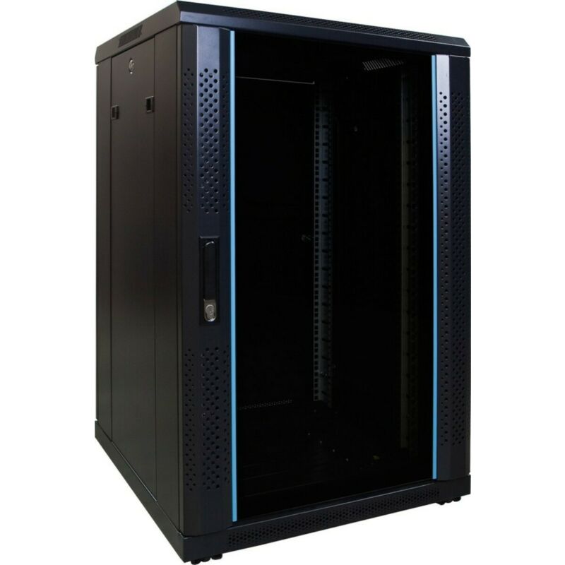 18U serverskåp med glasdörr 600x600x1000mm (BxDxH)