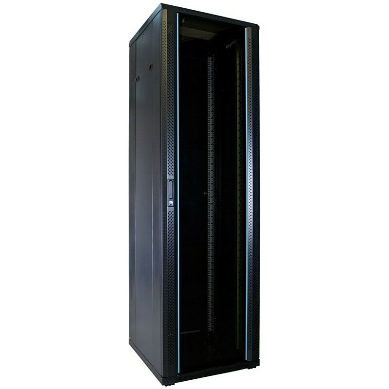 42U serverskåp med glasdörr 600x600x2000mm (BxDxH)