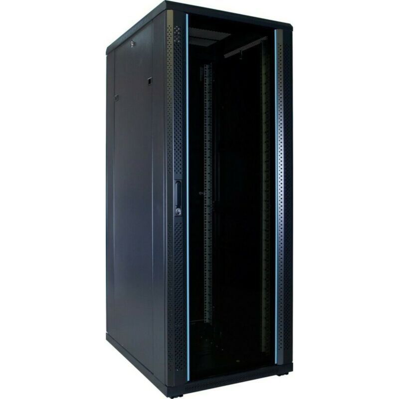 32U serverskåp med glasdörr 600x800x1600mm (BxDxH)