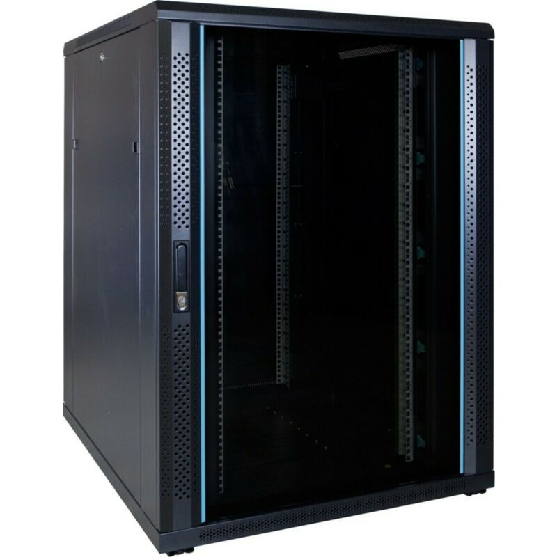 22U serverskåp med glasdörr 800x1000x1200mm (BxDxH)