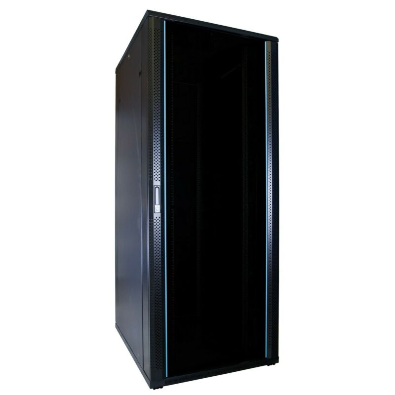 47U serverskåp med glasdörr 600x1000x2200mm (BxDxH)
