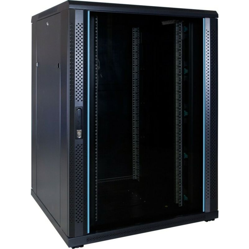 22U serverskåp med glasdörr 800x800x1200mm (BxDxH)