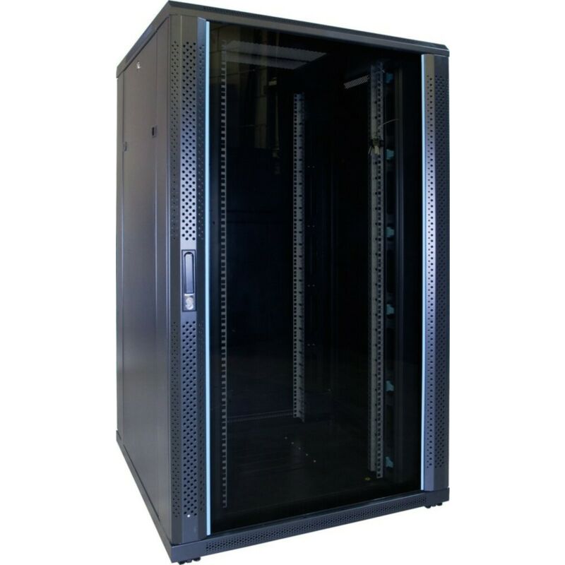 27U serverskåp med glasdörr 800x800x1400mm (BxDxH)
