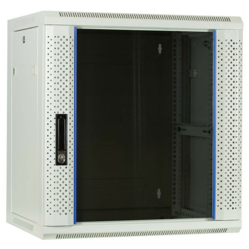 12U vitt väggskåp med glasdörr 600x450x635mm (BxDxH)