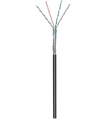 CAT6 SF/UTP 305m utomhuskabel på rulle, styv svart CCA