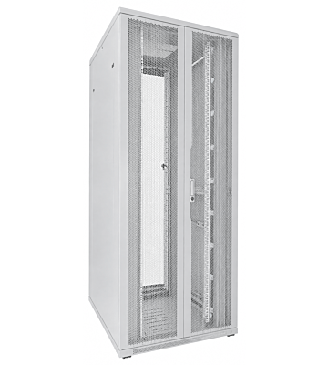 42U vit serverstomme med dubbla perforerade fram- och bakdörrar 800x1000x2000mm (BxDxH)
