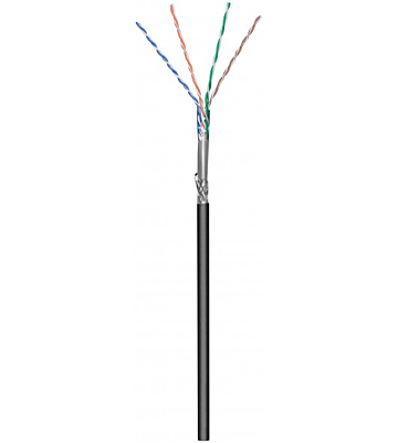 CAT6 SF/UTP 50m utomhuskabel på en rulle flexibel svart CCA