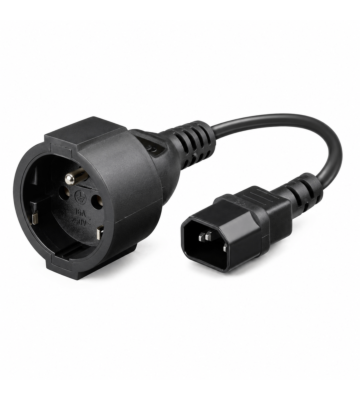 Strömkabel AC-kontakt till C14 Typ E 0,15 m adapter - Jordad stift