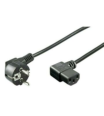 Strömkabel schuko till C13 vinklad 3m svart