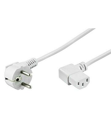 Strömkabel schuko till C13 vinklad 2m vit