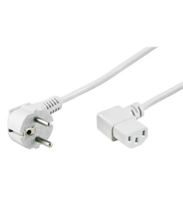 Strömkabel schuko till C13 vinklad 1,50m vit