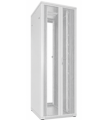 47U vit serverstomme med dubbla perforerade fram- och bakdörrar 800x1000x2200mm (BxDxH)