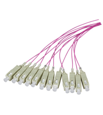OM4 fiberoptisk pigtail lila ST - 12 stycken
